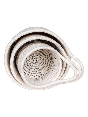 3 paniers ronds en cotton blanc et gris - House Nordic
