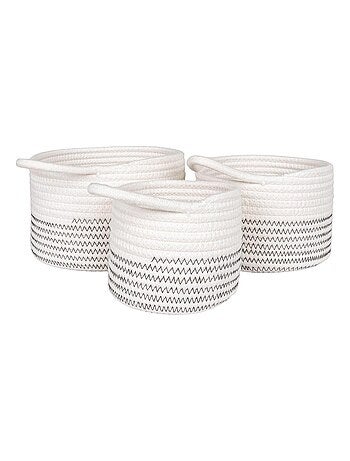 3 paniers ronds en cotton blanc et gris - House Nordic