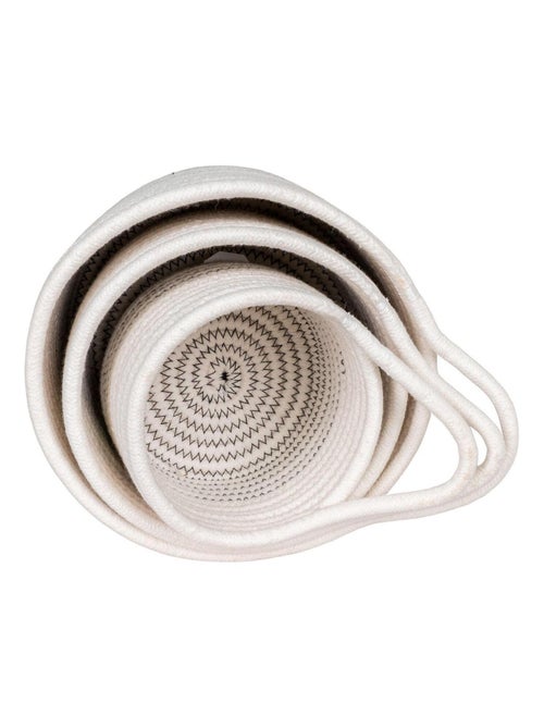 3 paniers ronds en cotton blanc et gris - House Nordic - Kiabi