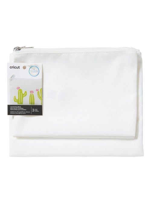 3 Pochettes en tissu en blanc à customiser - - Cricut - Kiabi
