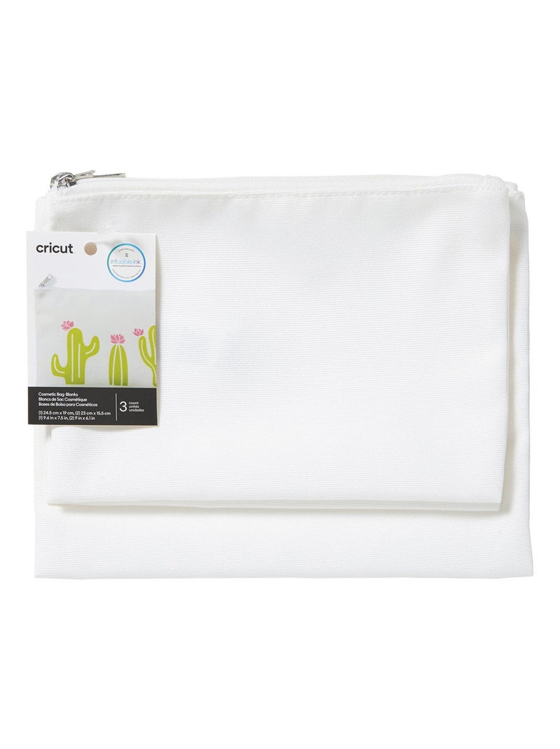 3 Pochettes en tissu en blanc à customiser - - Cricut Blanc Blanc - Kiabi
