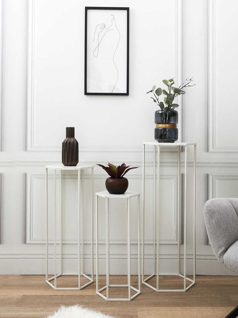 3 Portes plantes sellettes design Théo Blanc - Kiabi