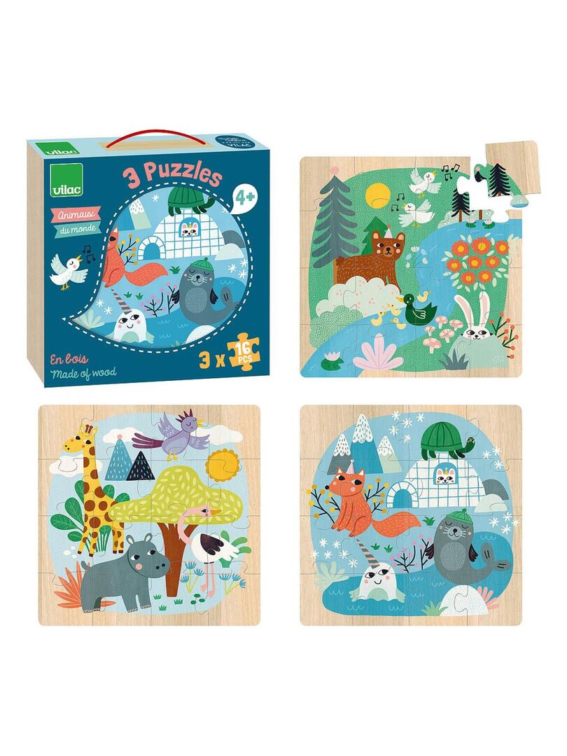 3 puzzles Animaux du monde N/A - Kiabi