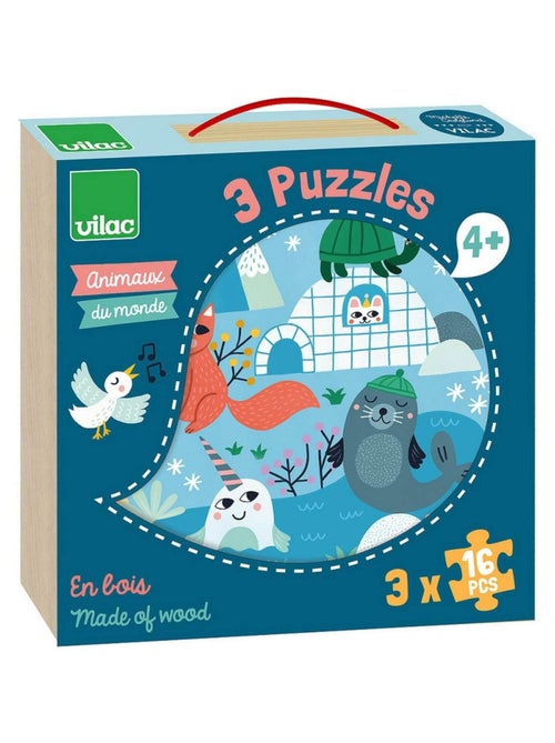 3 puzzles Animaux du monde - Kiabi