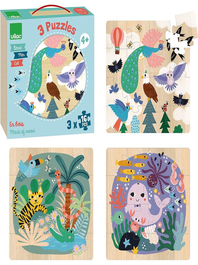 3 puzzles Terre Mer Ciel N/A - Kiabi
