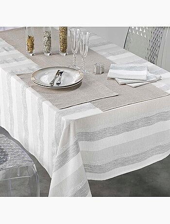 3 Serviettes de table coton Eldora gris argent