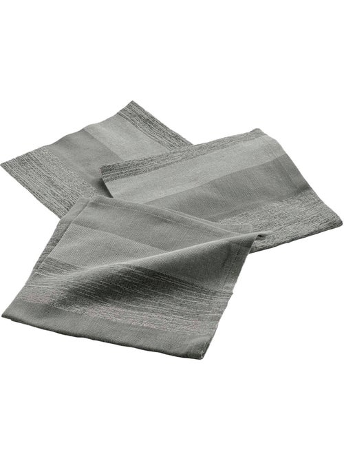 3 Serviettes de table coton Eldora gris argent - Kiabi