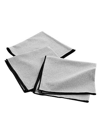 3 Serviettes de table coton recycle 40 x 40 cm Mistralines gris chine