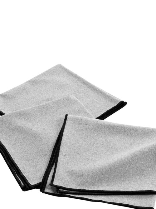 3 Serviettes de table coton recycle 40 x 40 cm Mistralines gris chine - Kiabi