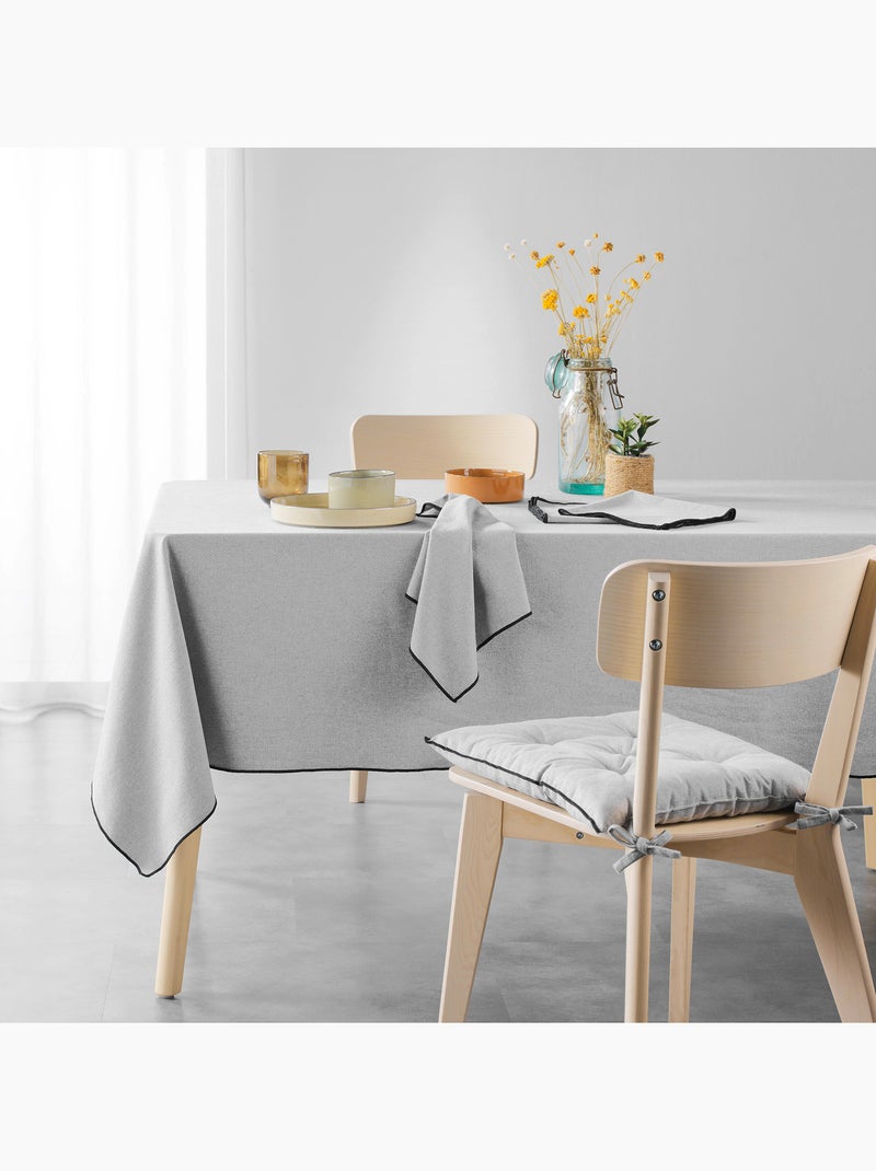 3 Serviettes de table coton recycle 40 x 40 cm Mistralines gris chine Gris - Kiabi