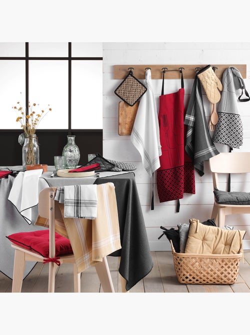 3 Serviettes de table coton recycle 40 x 40 cm Mistralines gris chine - Kiabi