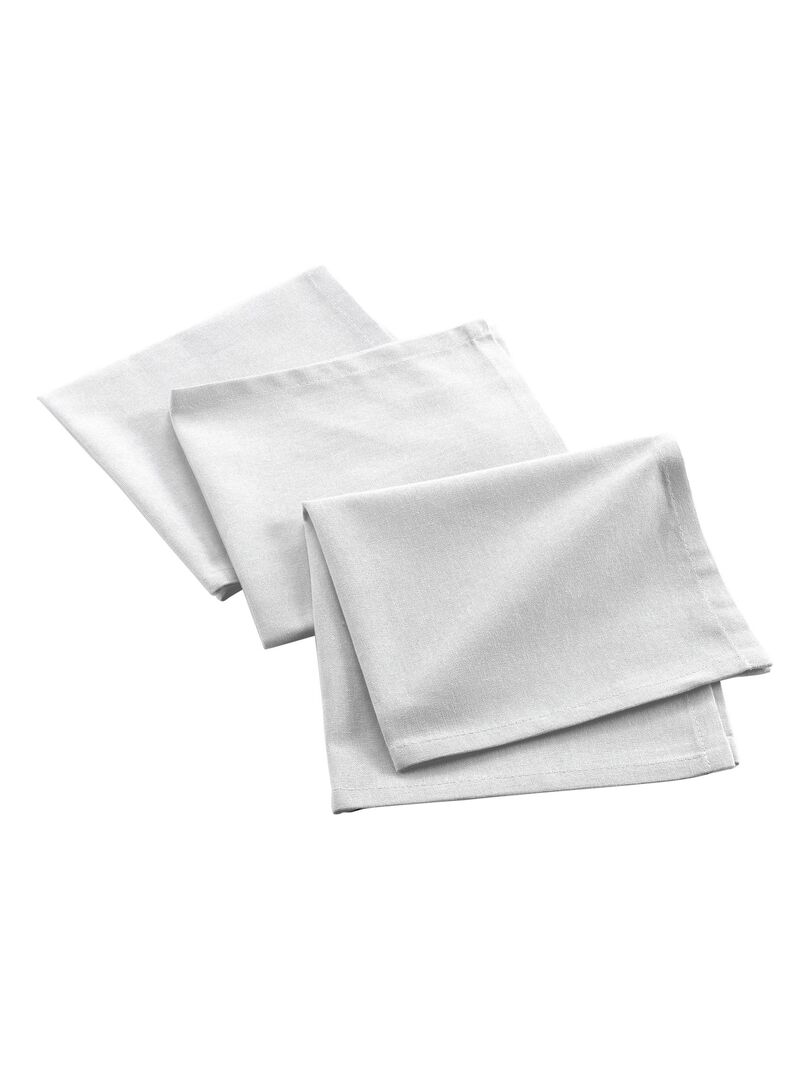 3 Serviettes de table coton recycle Collection Grand Mistral Blanc - Kiabi