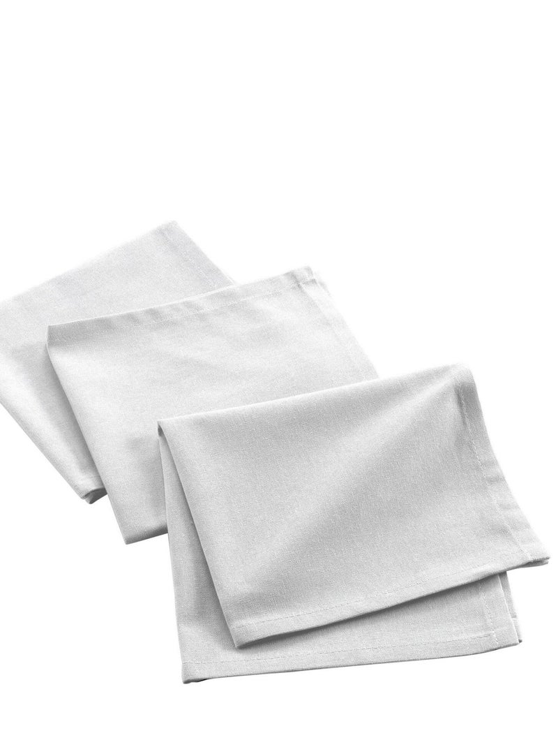 3 Serviettes de table coton recycle Collection Grand Mistral Blanc - Kiabi