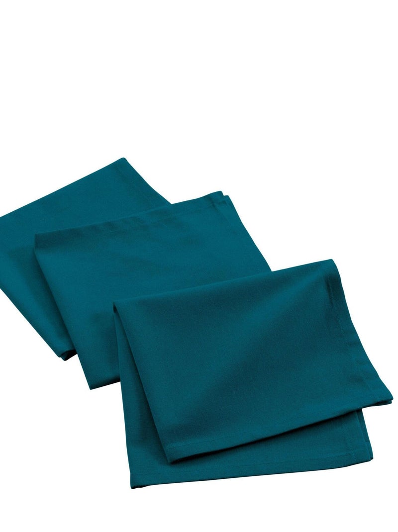 3 Serviettes de table coton recycle Collection Grand Mistral Bleu canard - Kiabi