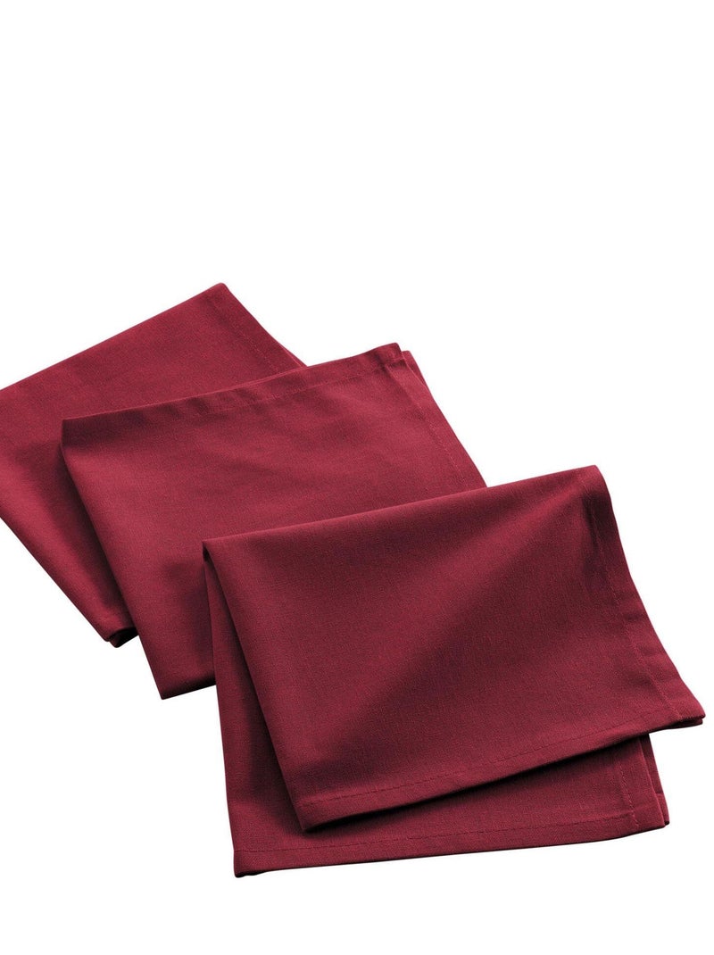 3 Serviettes de table coton recycle Collection Grand Mistral Rouge - Kiabi