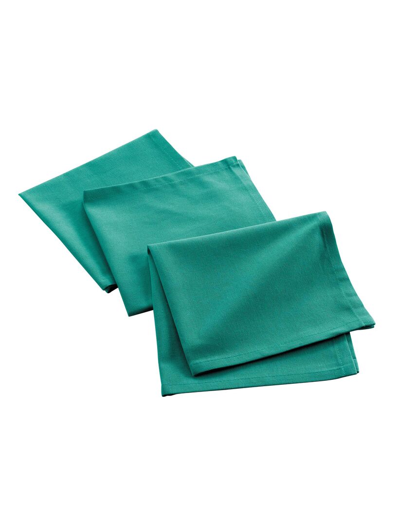 3 Serviettes de table coton recycle Collection Grand Mistral Vert émeraude - Kiabi