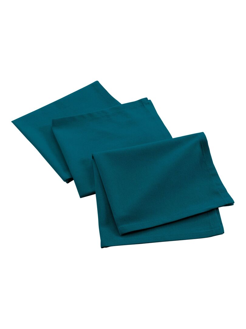 3 Serviettes de table coton recycle Collection Grand Mistral Vert émeraude - Kiabi