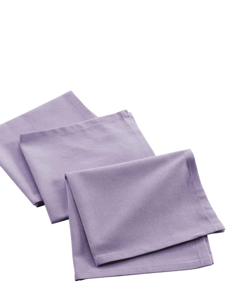 3 Serviettes de table coton recycle Collection Grand Mistral Violet - Kiabi