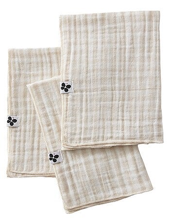 3 Serviettes de table en gaze de coton Vickie vichy