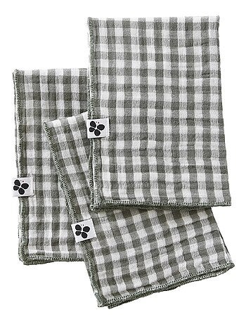 3 Serviettes de table en gaze de coton Vickie vichy