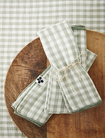 3 Serviettes de table en gaze de coton Vickie vichy