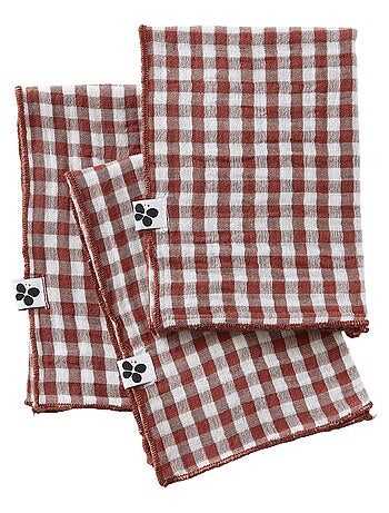 3 Serviettes de table en gaze de coton Vickie vichy