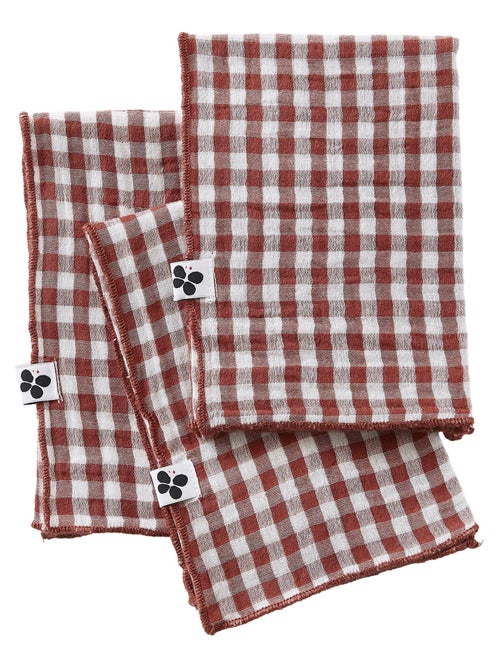 3 Serviettes de table en gaze de coton Vickie vichy - Kiabi