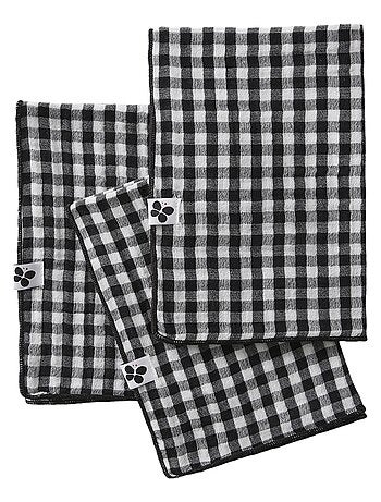 3 Serviettes de table en gaze de coton Vickie vichy