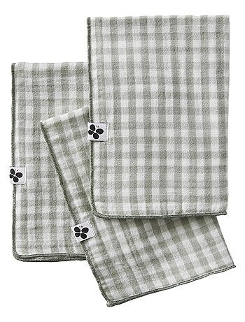 3 Serviettes de table en gaze de coton Vickie vichy