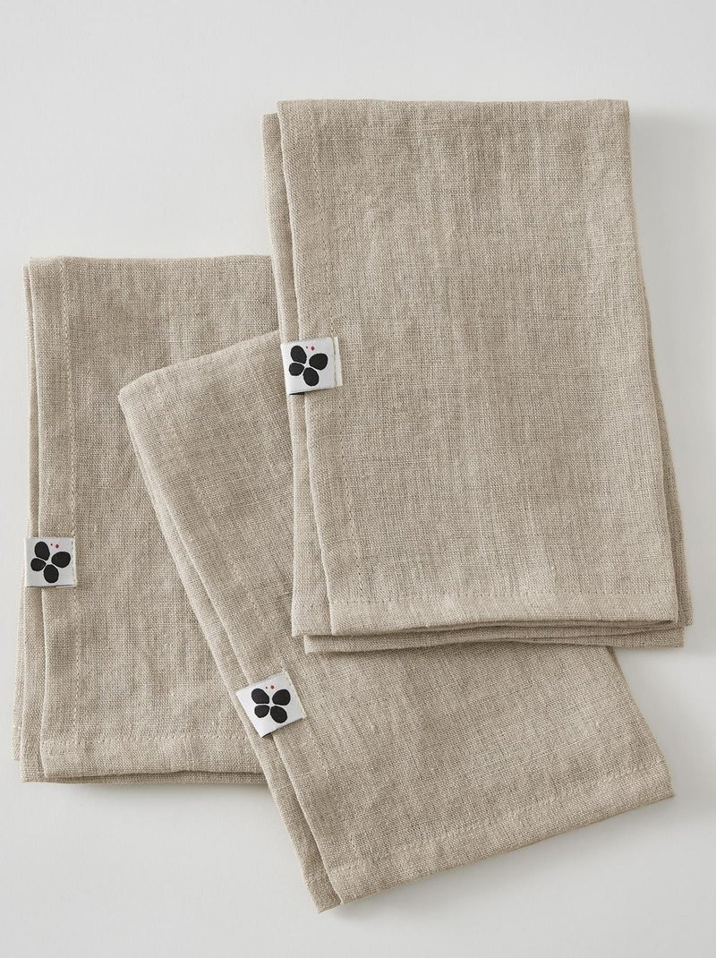 3 Serviettes de table en lin Soline Beige - Kiabi