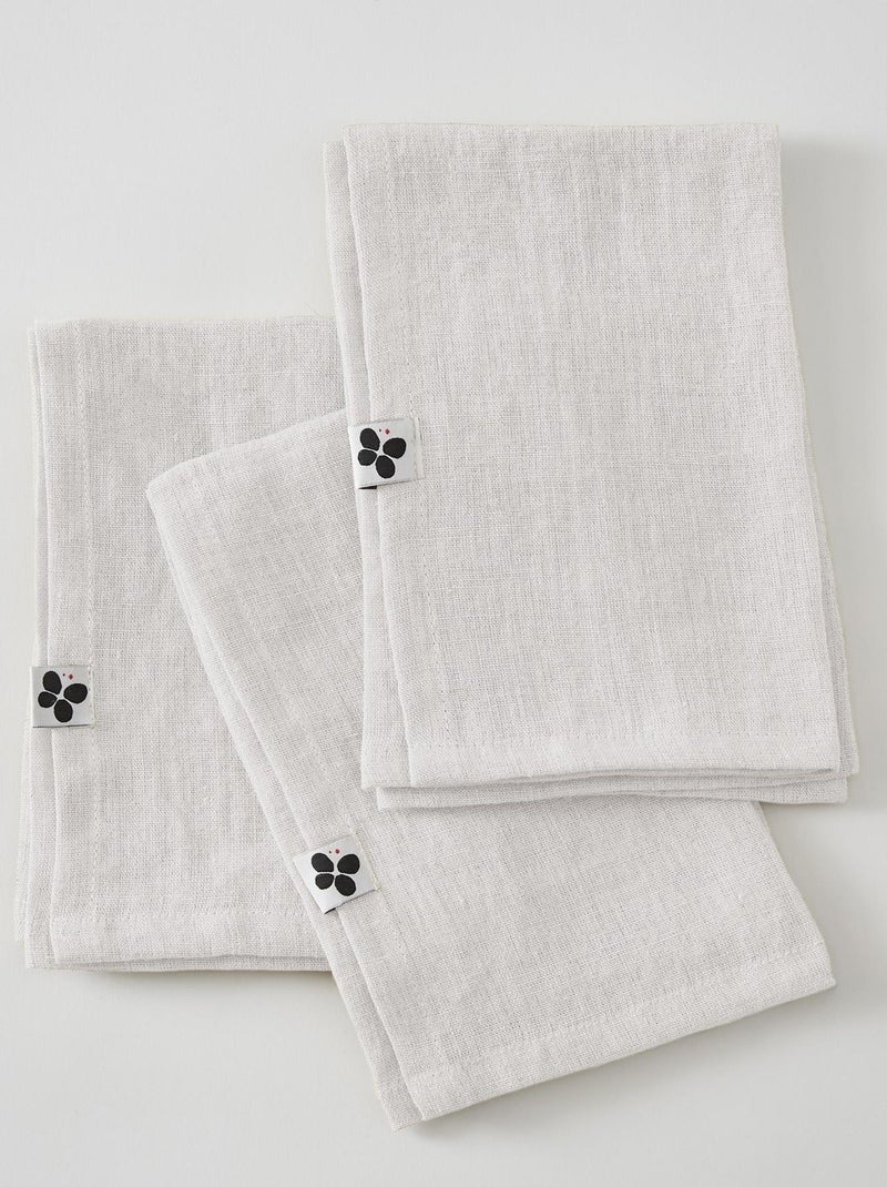 3 Serviettes de table en lin Soline Blanc - Kiabi