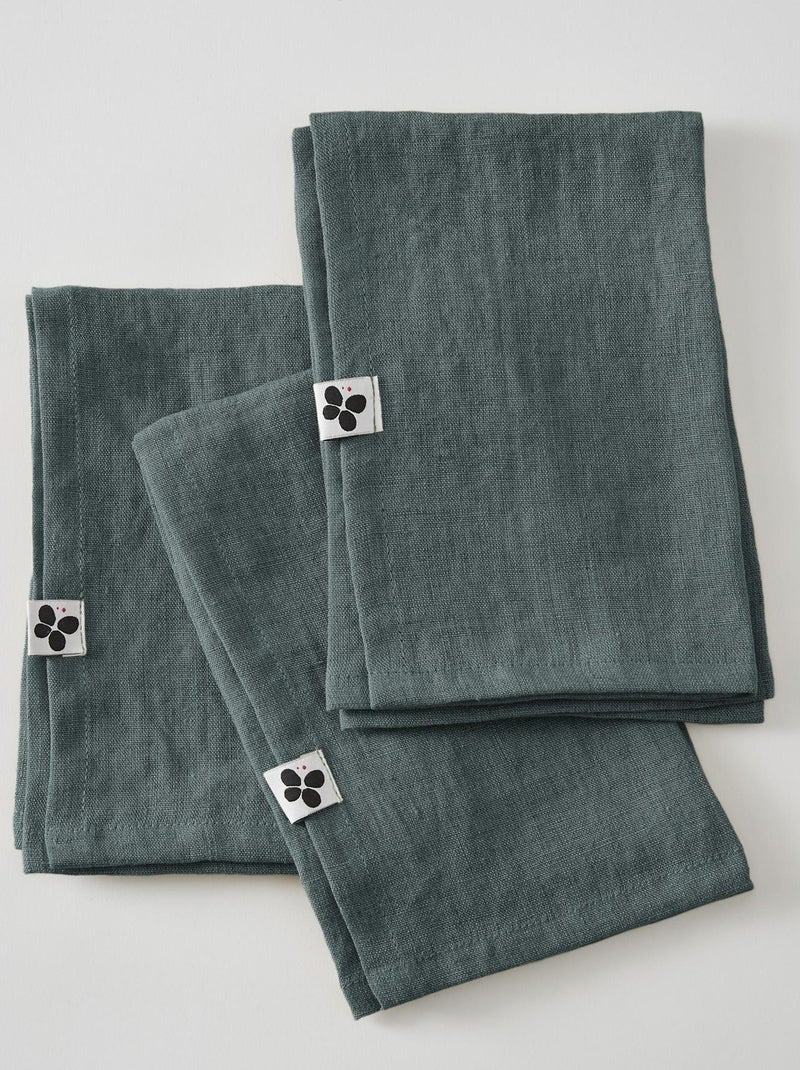 3 Serviettes de table en lin Soline Blanc - Kiabi