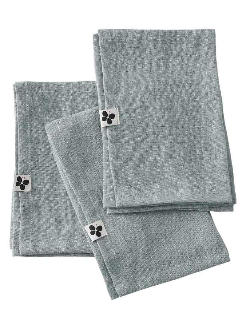 3 Serviettes de table en lin Soline Bleu azur - Kiabi