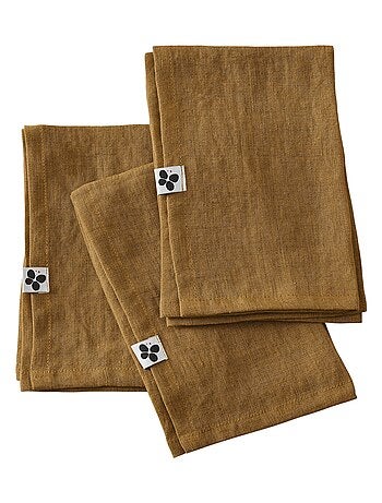 3 Serviettes de table en lin Soline