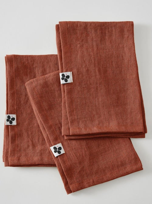 3 Serviettes de table en lin Soline - Kiabi