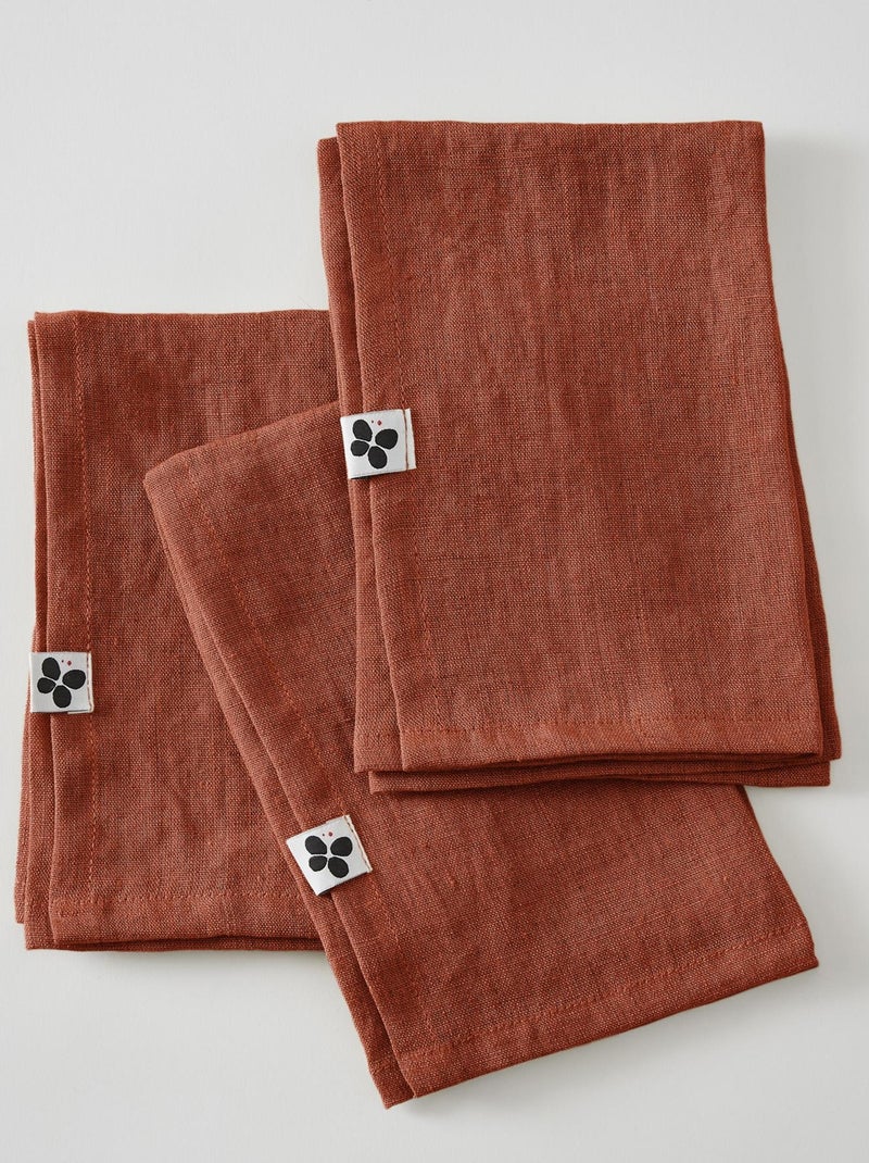 3 Serviettes de table en lin Soline Orange - Kiabi