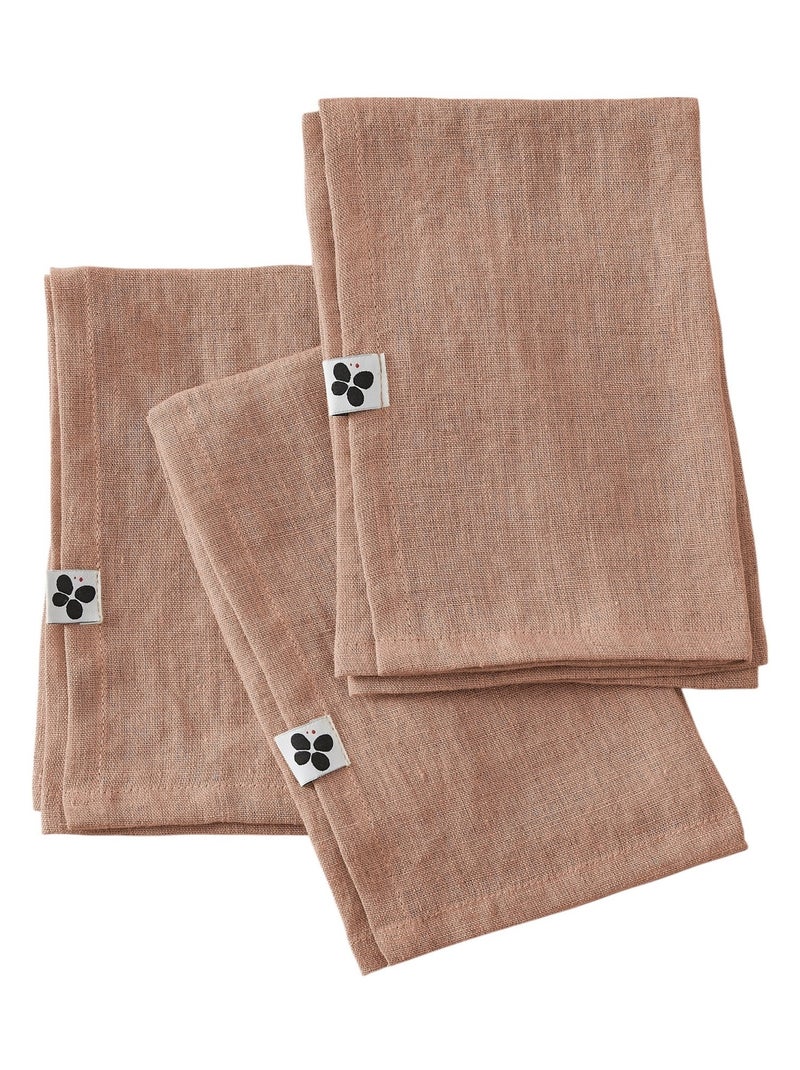 3 Serviettes de table en lin Soline Vieux rose - Kiabi
