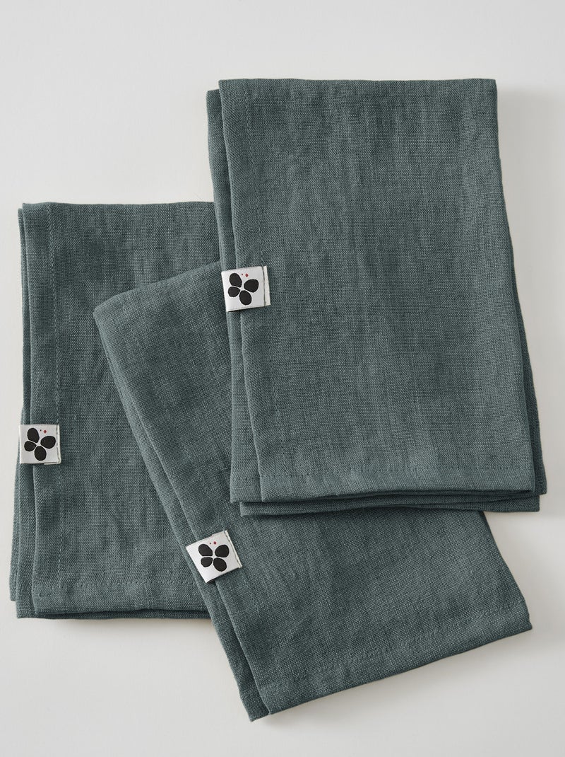 3 Serviettes de table en lin Soline Vieux rose - Kiabi