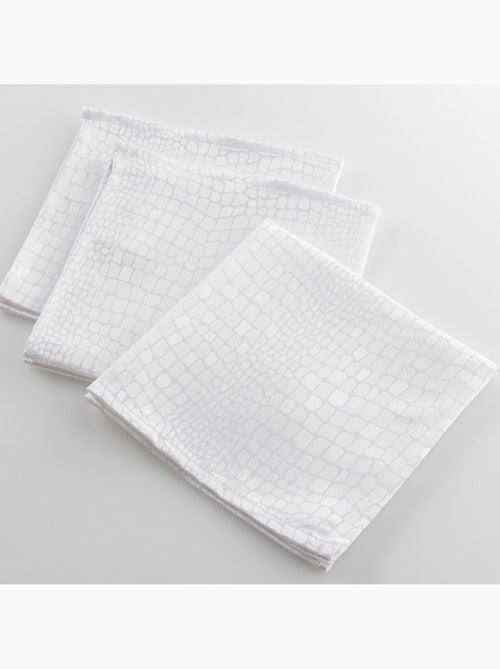 3 Serviettes de table Jacquard Damasse Serpentile Blanc 40 x 40 cm - Kiabi