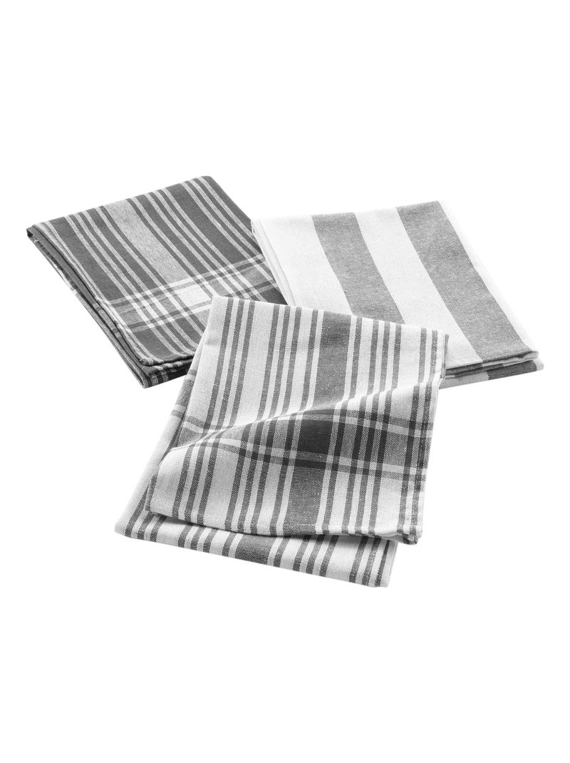 3 Serviettes torchons coton tisse Bayados Beige - Kiabi