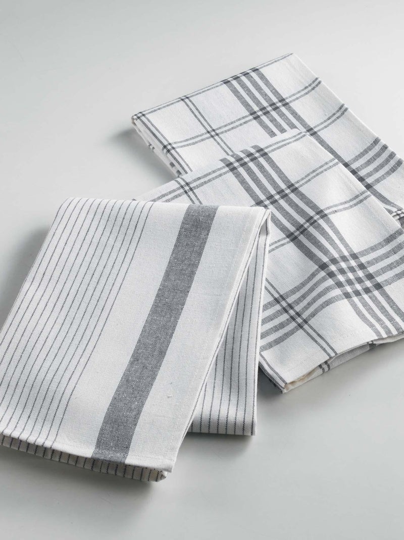 3 Serviettes Torchons Modele Praticco gris anthracite - Kiabi