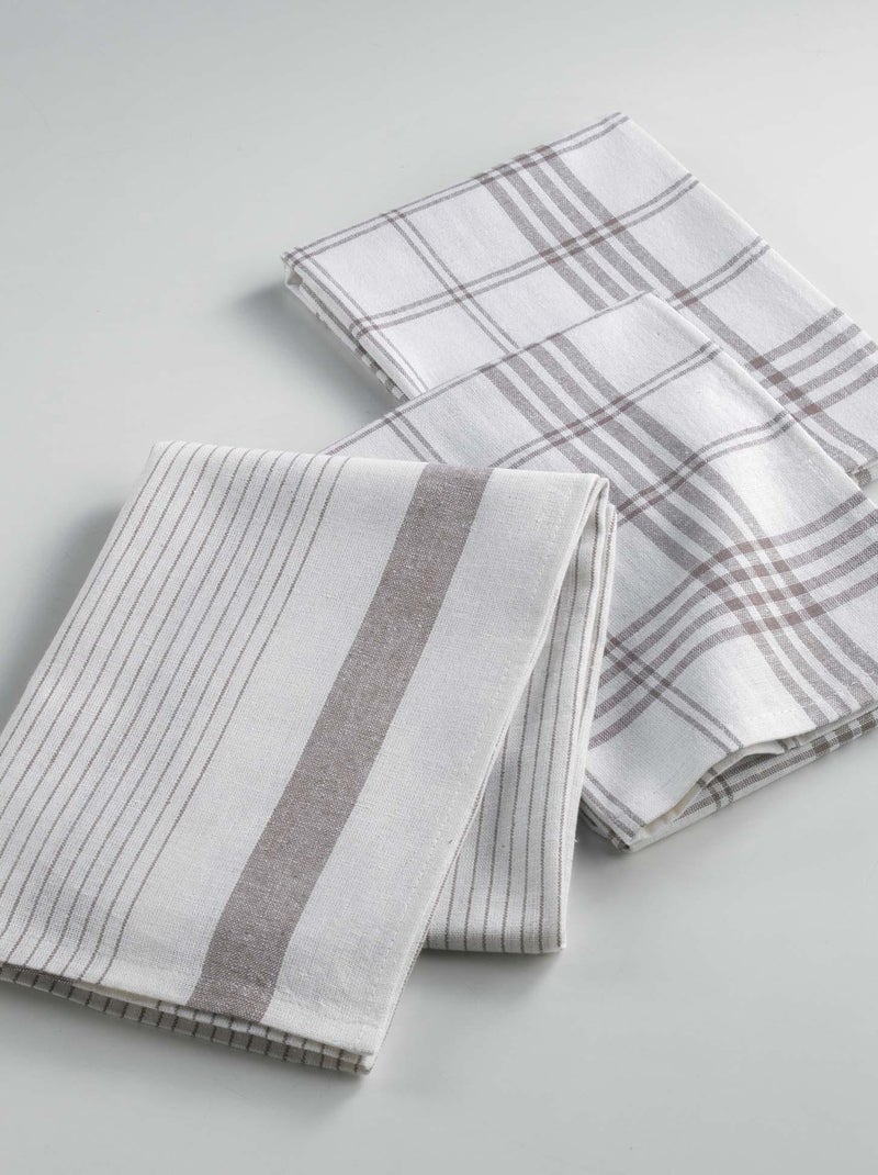 3 Serviettes Torchons Modele Praticco Gris taupe - Kiabi