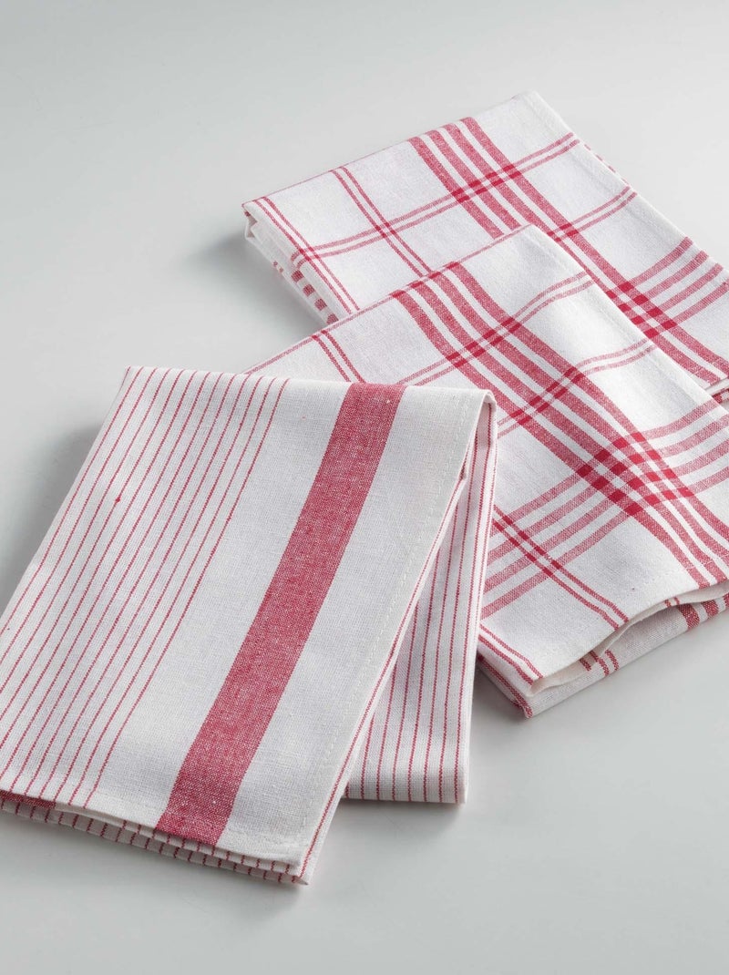 3 Serviettes Torchons Modele Praticco Rouge - Kiabi