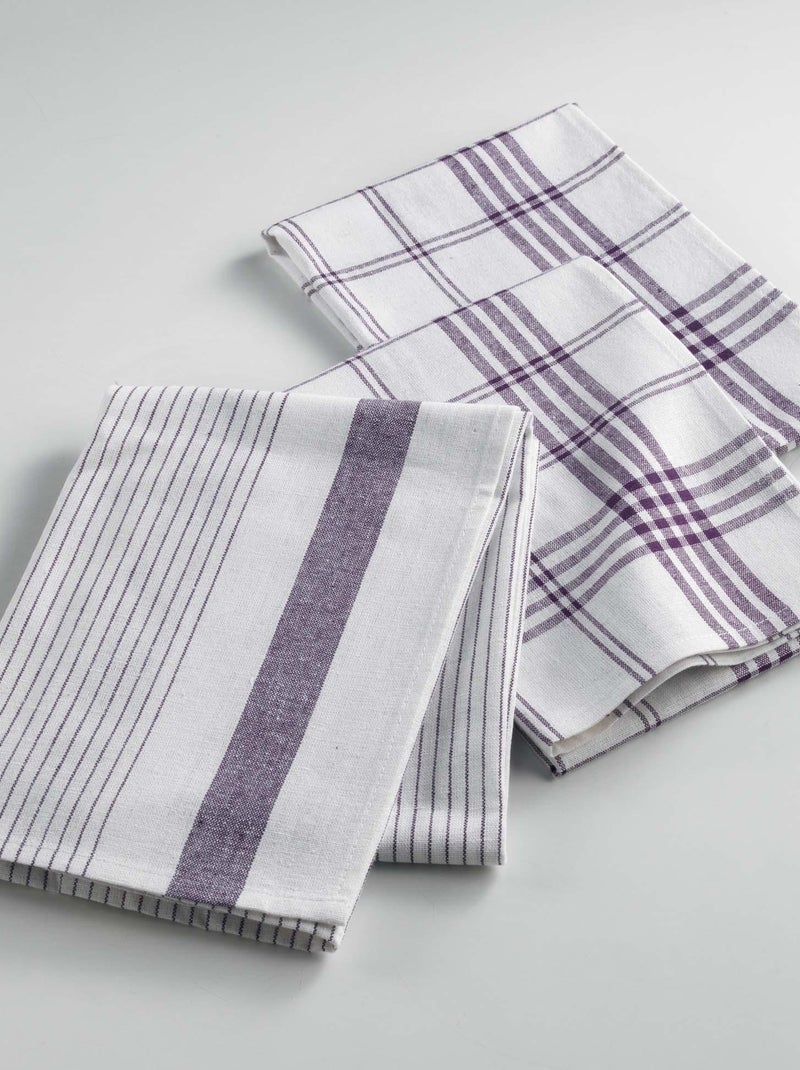 3 Serviettes Torchons Modele Praticco Violet prune - Kiabi