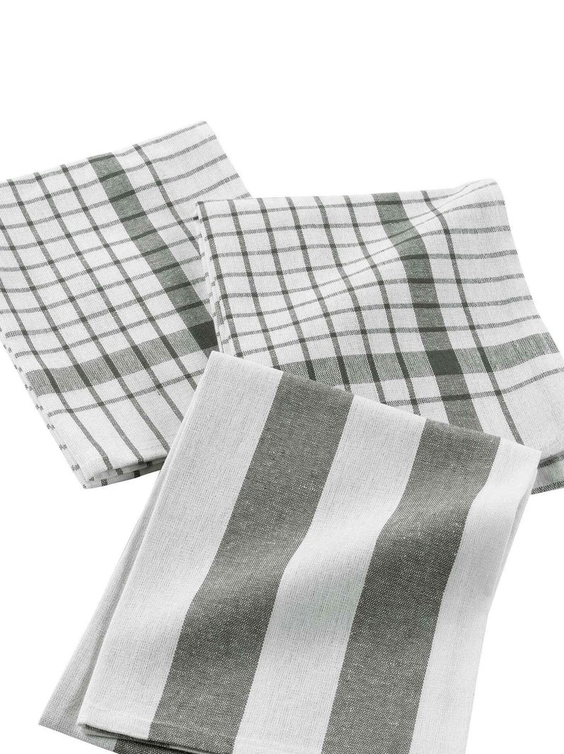 3 Serviettes Torchons Utillo Kaki - Kiabi