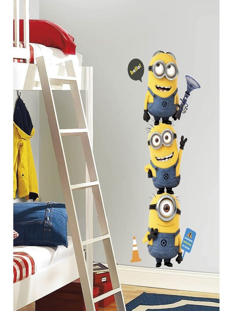 3 stickers Geants repositionnables Les Minions H 46 cm Jaune - Kiabi