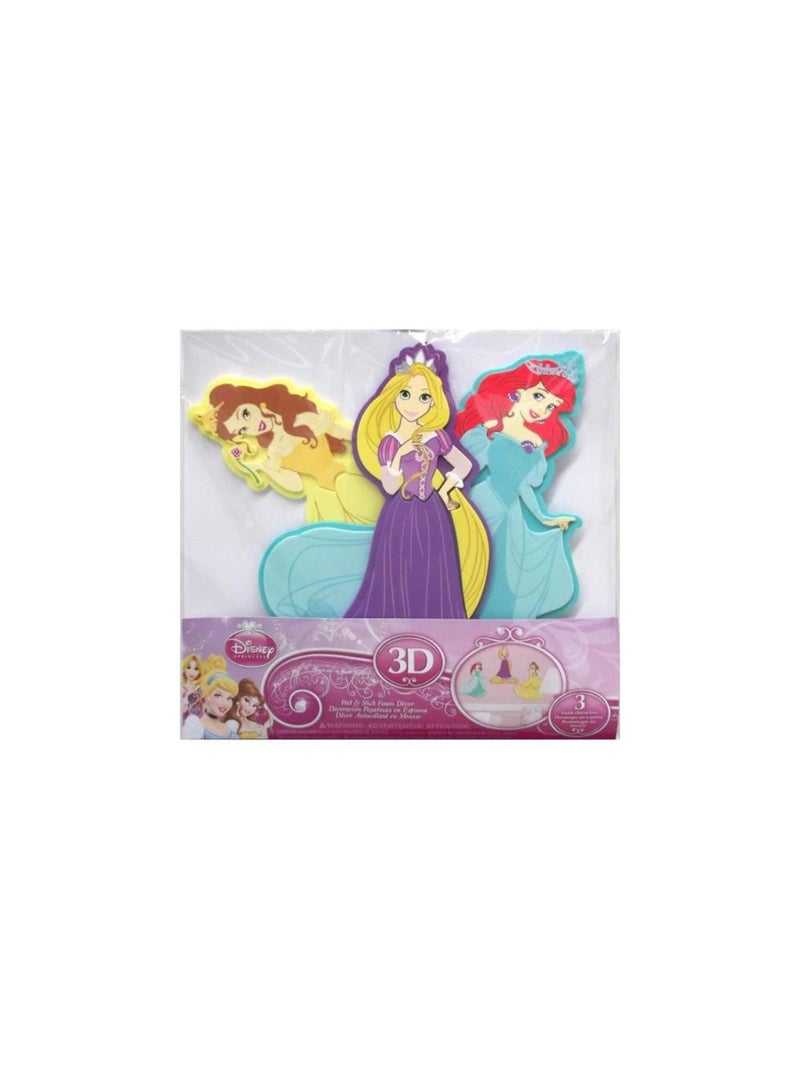 3 Stickers Relief Mousse Princesses Disney 25 cm Multicolore - Kiabi
