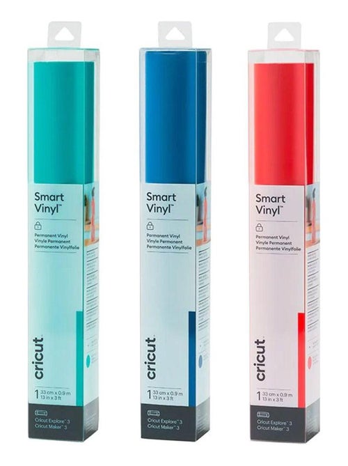 3 vinyles permanents 91 x 33 cm - aqua, rouge, - Cricut - Kiabi