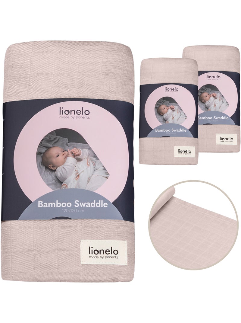 3 x Langes coton bébé en bambou naturel LIONELO - 120x120 Beige - Kiabi