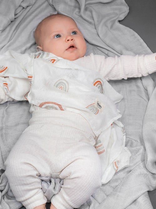3 x Langes coton bébé en bambou naturel LIONELO - 120x120 - Kiabi